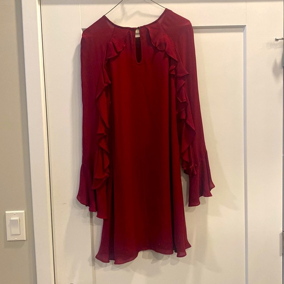 Nicole Miller Artelier Mini Dress - Wine, Burgundy, Silk —  Cocktail Dress - Picture 3 of 5